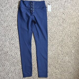 WEWOREWHAT Navy Lace-Up High-Waist Leggings Sz M NWT